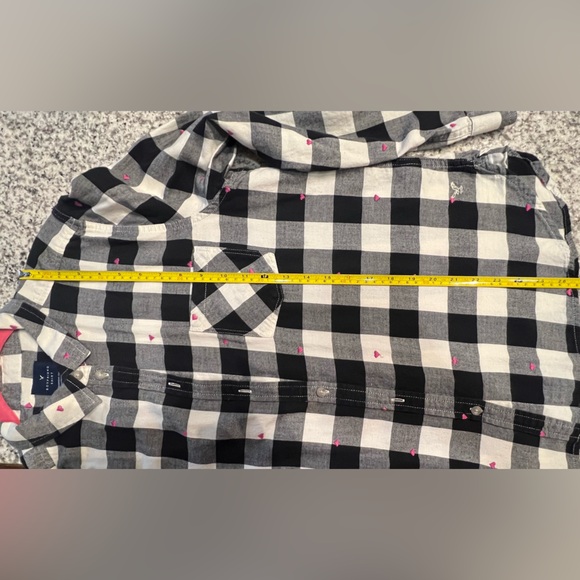 American Eagle Outfitters Boyfriend Shirt Black and White Plaid 100% Cotton XL - Picture 4 of 8